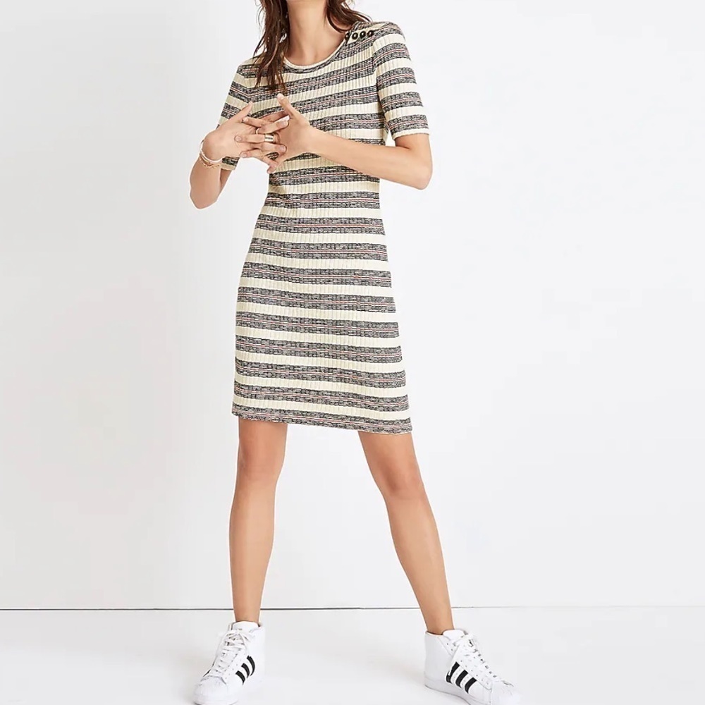 Madewell Knit Short Sleeve Mini Lawton Striped Dress Size XS Preppy Nautical